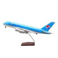 [47CM] โมเดลเครื่องบิน Korean Air Airbus A380 Airplane Model with LED Light ของเล่น ของสะสม ของขวัญ ของตั้งโชว์ เสริมฮวงจุ้ย