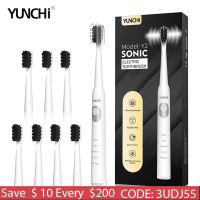 HOKDS YUNCHI Y2 Sonic Electric Toothbrush 5 Modes 2 Minutes Timer With 8 Charcoal Replacement Brush Heads USB Rechargeable IPX7 Brush