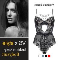 COD DSFGERTERYII Victorias Secret Style Lace Teddy Sexy Lingerie Underwire Push Up Sleeveless Bustier Corset Embroidery Women Bodysuit