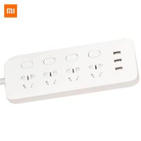 xiaomi mi ปลั๊กซ็อกเก็ตสวิทช์ควบคุม 4 พอร์ต 3 usb jack quick charge 2 . 0 outlet xd