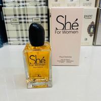 ราคาต่อขวด น้ำหอมผู้หญิง PC SHE FOR WOMEN ขนาด 100 มล. กลิ่นฟลอรัลฟรุ๊ตตี้ด้วยกลิ่นของกุหลาบผสมผสานกับวานิลลา