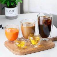 แก้วถ้วยกาแฟแก้วคู่แก้วเอสเพรสโซ่ถ้วยผนังใสด้านล่าง Parie Drinkware ครัวรับประทานอาหารบาร์บ้านสวน