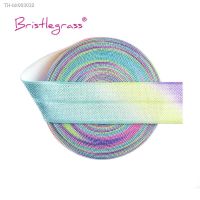 ♠ BRISTLEGRASS 2 5 10 Yard 3/4 20mm Pastel Rainbow Print FOE Fold Over Elastics Spandex Satin Band Hair Tie Headband Dress Sewing