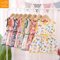 Childrens Noil Poplin Dress Children Artificial Cotton Girls Summer Skirt Thin Breathable Beach Dress for Older Children