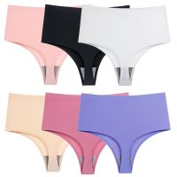 （A So Cute） 3XL Plus SizeSilk Thongs สำหรับผู้หญิงอวบสูงเอวชุดชั้นในขนาดใหญ่ Shapewear หน้าท้องสะโพก G String T กลับกางเกง