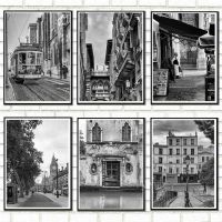 Black And White Europe Cities Photography Poster: London And Paris Scenery - Nordic Home Decoration Wall Art Pictures