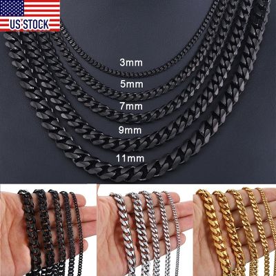 【CW】3-11mm Stainless Steel Necklace for Women Men Curb Cuban Link Chains Gold Silver Color Mens Chain Necklace Gift Wholesale DKNM09
