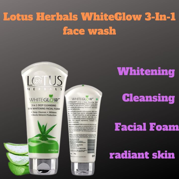 Lotus Herbals Whiteglow 3 In 1 Deep Cleansing Skin Whitening Facial Foam Face Wash For All 7699