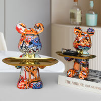 Nordic Color Bear Statue Storage Tray Luxury Home Living Room Decoration Table Decoration Snacks Storage Tray Decoration Cravefts