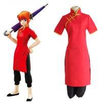 □♙ ผู้ผลิต Gintama Kagura ชุดกังฟู cheongsam กางเกงขายาวสีดำ cos เสื้อผ้าฮาโลวีน เครื่องแต่งกายคอสเพลย์ Tang suit ชุดออกกำลังกาย