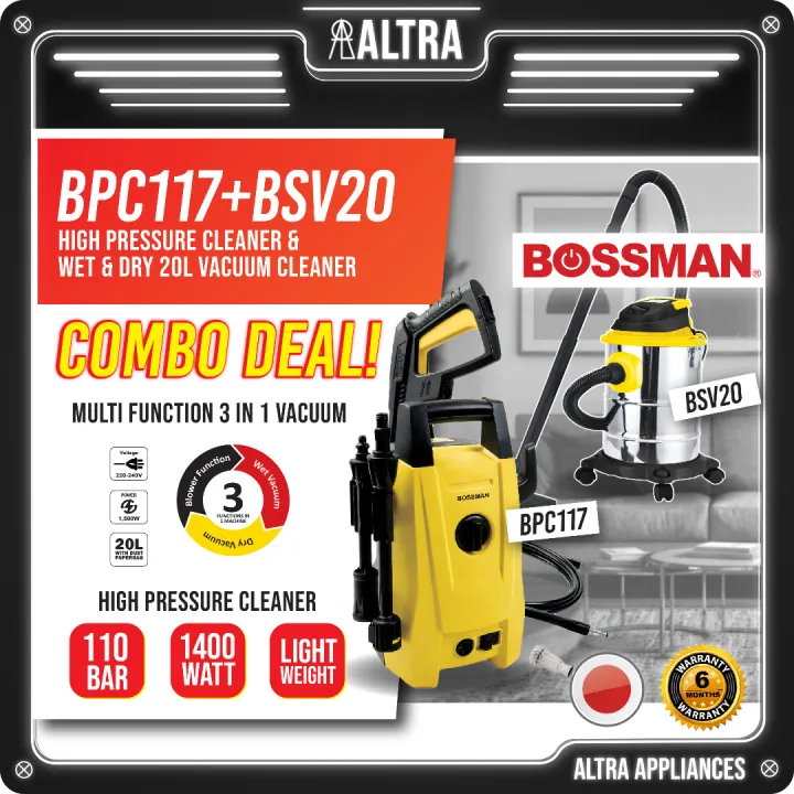 BOSSMAN COMBO Water jet + Vacuum BPC117 + BSV20 Lazada