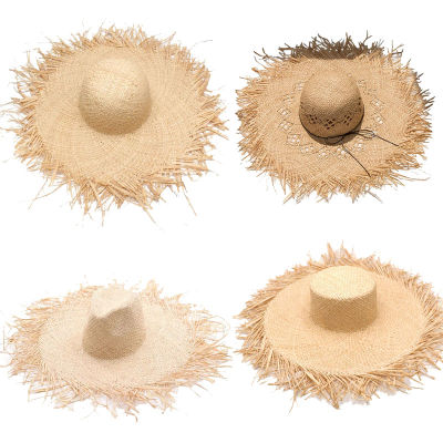 [hot]5 Styles Straw Summer Hat for Women Sun Hats Beach Caps Sombreros Wide Brim Beach Side Cap Floppy Female Raffia Girl Caps