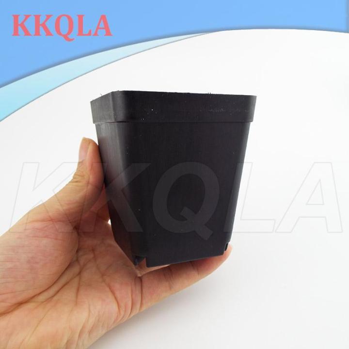 qkkqla-10pcs-planter-pot-trays-mini-square-plastic-flower-pot-home-office-succulent-plants-nursery-pot-green-garden-tools