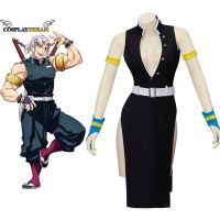 Demon Slayer Uzui Tengen Cosplay Costume Sexy Black Sleeveless Robe Uzui Wife Cosplay Outfits Full Set For Women Adult