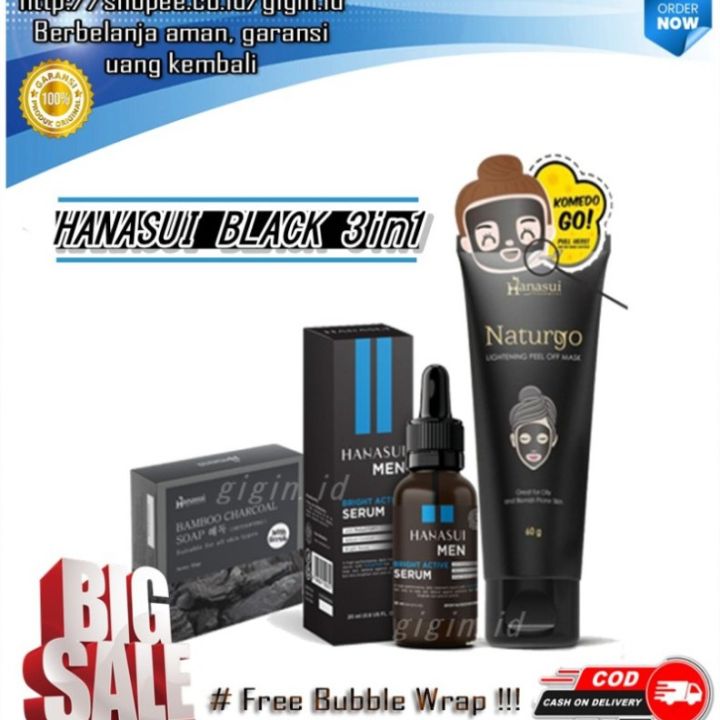 Hanasui Black Series Charcoal Soap Men Bright Active Serum