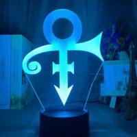 Acrílico LED Night Light com Sensor de Toque, Lâmpada USB, Nightlight para Decoração de Escritório, Tabela de Mudança de Cor, Prince Symbol Logo