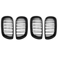 4Pcs รถสไตล์ Gloss สีดำด้านหน้าไต Double Slat Grill Grille สำหรับ BMW E46 4ประตู4D 3 Series 2002-2005