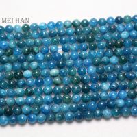 Meihan Wholesale (2 strands/set) Natural 6mm Blue Apatite smooth round loose gem stone beads for jewelry making diy Wireless Earbuds Accessories