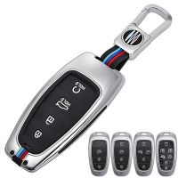 1X Zinc Alloy + Silicone Car Key Case Cover For Hyundai Solaris Sonata Hybrid NEXO NX4 New Grand Santa Fe Tucson 2020 2021 2022