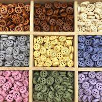 【YF】❂  50pcs 10mm 4hole Color Kids Buttons  Wood Clothing Wedding Decoration Sewing Accessories