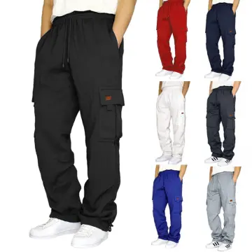 Khaki Sweatpants For Men Mens Casual Fitness Patchwork Bodybuilding Pocket  Skin Full Length Sports Pants