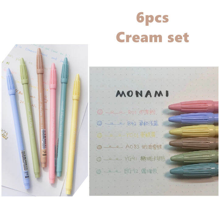 monami-6pcs-ครีมสีชุดปากกา-plus-ปากกา-3000-สี-0-4-มม-art-marker-liner-สำหรับเน้นการเขียนการเขียนโรงเรียน-a6904-yrrey