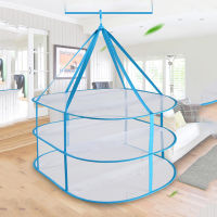 Sweater Drying Racks 3 Nets Mesh Blue Layers Folding Underwear Hanging Basket Laundry Storage Organization