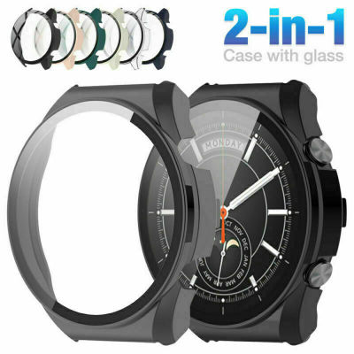2 in 1 Protective Case for Xiaomi Watch S1 Smart Watch All-in-one Full Screen Protector Glass + PC Bumper Cover for Mi S1 Watch Nails  Screws Fastener
