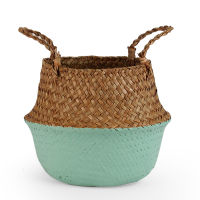 Seaweed Hand-woven Storage Basket Flower Pot Plant Basket Boho Decor Breathable Storage Basket Green Grey Black White