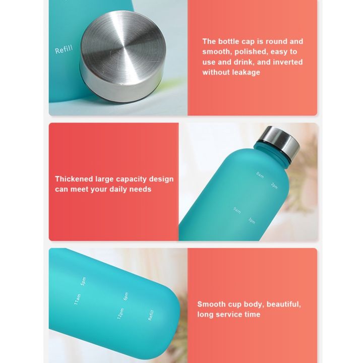 1l-gradient-color-water-bottle-with-time-stamp-scale-for-sports-portable-frosted-water-bottle-stainless-steel-cover-space-cup