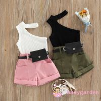 COD Letitia Robbins BABYGARDEN-6months-4years Baby Girl Tanks Tops Shorts Waist Bag Pockets Decoration Casual Style Summer Clothing Set