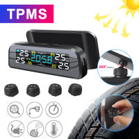 รถ TPMS ยางความดันปลุกการตรวจสอบระบบเตือนอุณหภูมิเชื้อเพลิงบันทึกจอแสดงผลที่แนบมา4เซ็นเซอร์ภายนอกไร้สายพลังงานแสงอาทิตย์