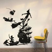 Peter Pan Pirates Ship Wall Decals for Kids room Decoration Boy dream Cartoon vinyl wall Sticker waterproof Home Art Decor 4250 Cables  Converters