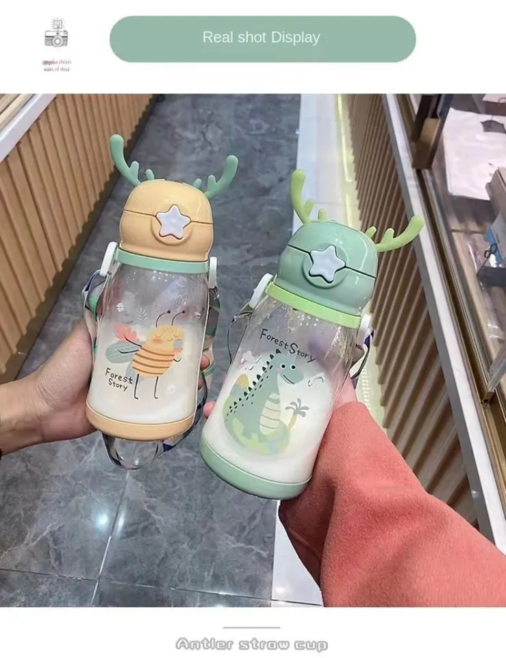 Boy Girl Children Baby Water Bottle For Kids School Outdoor Travel Cute  Cartoon Fashion Shoulder Strap Lovely Deer Fawn Bottl - Water Bottles -  AliExpress