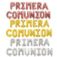 ลูกโป่งฟอยล์ดอกกุหลาบประดับบ้านชุดรับศีลมหาสนิทศักดิ์สิทธิ์แบบสเปนพรีเมร่า Comunion แขวนตกแต่งพิธีล้างบาป