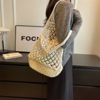 Hand-Woven Bag Female New Large Capacity Ladies Hand Bag Underarm Woven Bag Fashion Rattan Beach Bag Female