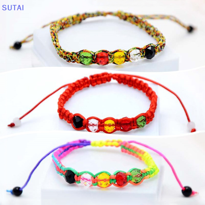 lowest-price-sutai-สร้อยข้อมือถักทำด้วยมือปรับได้ฮวงจุ้ยห้าองค์ประกอบของธรรมชาติสร้อยข้อมือเครื่องประดับของขวัญ