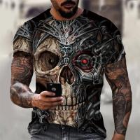 Fashion mens T-shirt with Vintage Skull Graphic 3D Printed Short Sleeve Summer T-shirt oversized Polyester Fiber Clothing