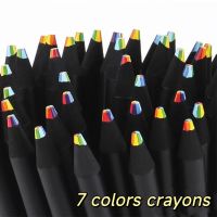 卍♂✾ 4pcs pastel 7 Colors Concentric Gradient Rainbow Pencil Crayons Colored Pencil Set cheap kawaii stationery Art Painting Drawing