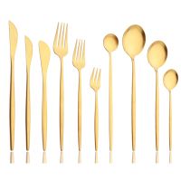 （glistening shop） Gold 6PcsFlatware Cutlery Set SainlessHome Dinnerware Party ForkButter KnifeDinner Tableware Set