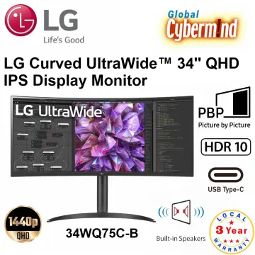 LG 34WQ75C-B 34 Curved UltraWide QHD IPS HDR 10 Built-in KVM Monitor 