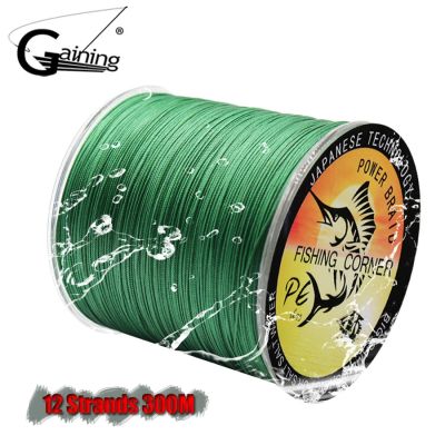 （A Decent035）12 Strands Braided Fishing Line 300M PE Wire 35LB-180LB Multifilament 8 Colors to Choose