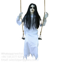 White Swing Ghost Haunted House Props Female Ghost Swinging Scary Horror Halloween Decoration