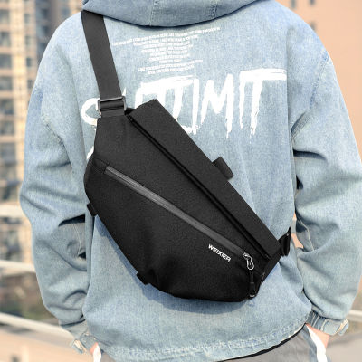 Mens Messenger Bag Travel Waist Pack Crossbody Bags Waterproof Oxford Chest Back Plaid Black Shoulder Bags for Fishing