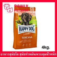 อาหารสุนัข Happy Dog Sensible Toscana อาหารสุนัขโต ทำหมัน และควบคุมน้ำหนัก สูตรเนื้อเป็ดและปลาแซลมอน 4กก. (1ถุง) Happy Dog Sensible Toscana Premium Dog Food Gluten-free with Low-