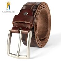 FAJARINA Mens Fashion Unique Design Striped Quality Solid Cow Genuine Leather Belts Male Dress Accessories Belt For Men FJ18031