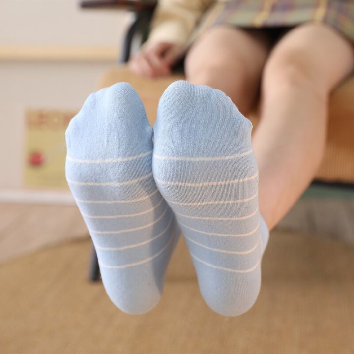 5-pairs-women-casual-ankle-socks-kawaii-embroidery-strawberry-spring-summer-cotton-solid-white-light-blue-striped-short-socks