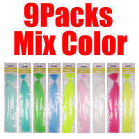 Wifreo 9packs Glow and Flash Slinky Fiber for Bucktail Streamer Saltwater Asist Jig Hook Surf Candy Synthetic Fly Tying Material