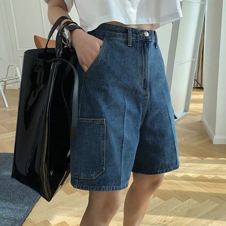 hot-denim-shorts-streetwear-waist-wide-leg-jeans-korean-all-match-straight-short-pants