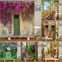 【CW】ↂ  rural pastoral flower shower curtains bathroom curtain fabric bath with hooks waterproof screen